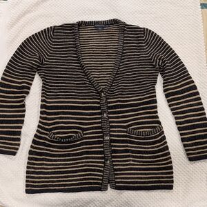 Pendleton Women's Black and Tan Striped Cardigan